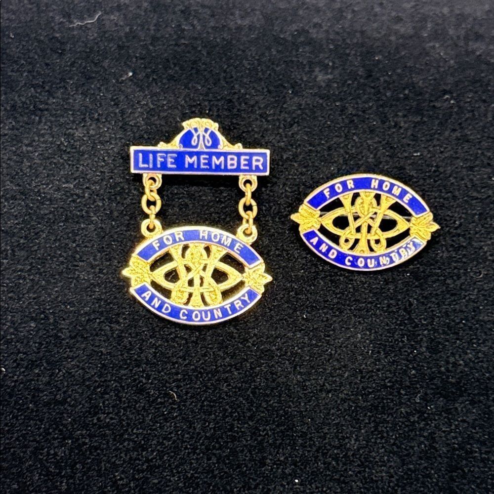 For Home and Country Gold and Blue Life Member pin